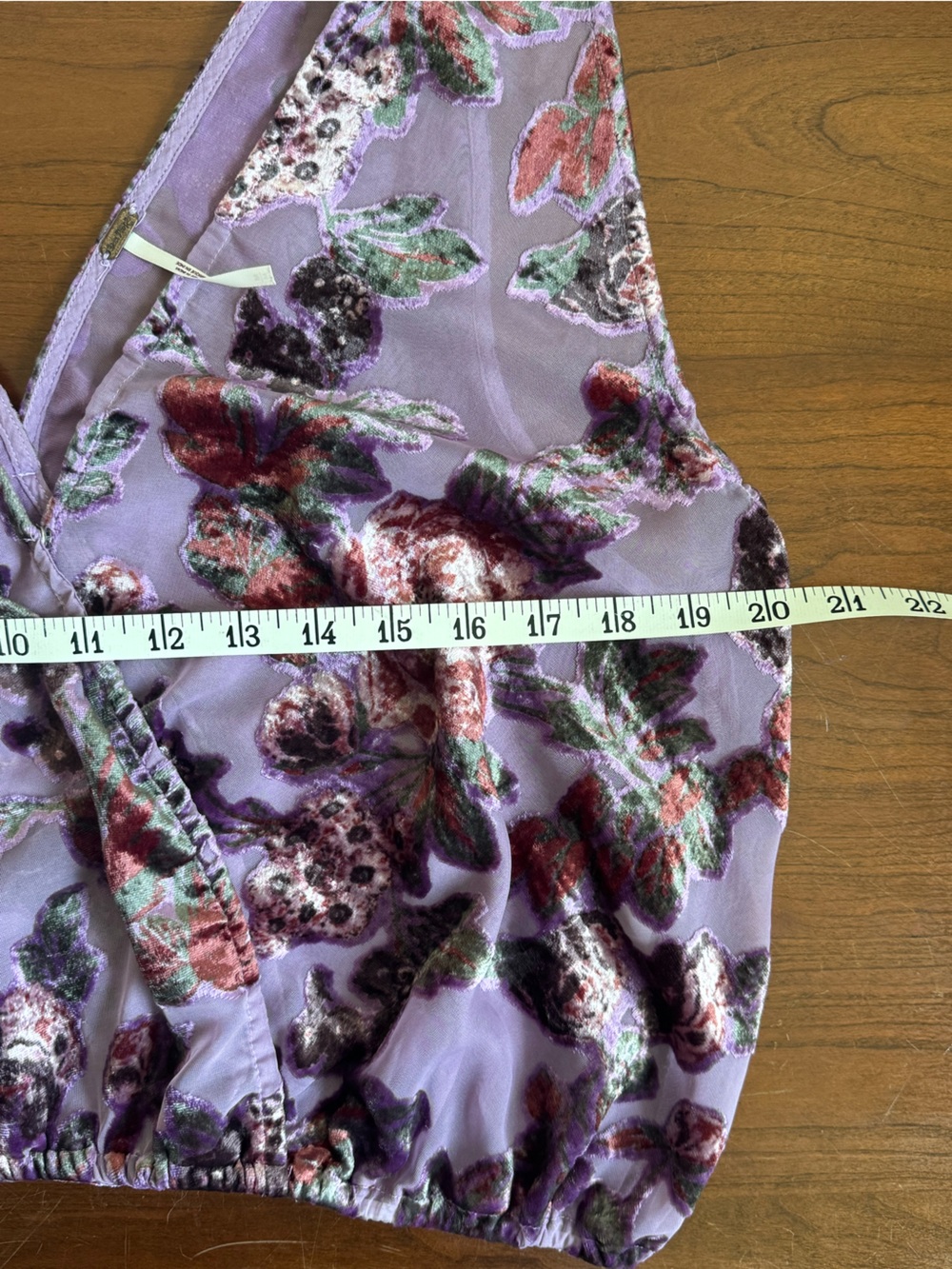 Free People | Lavender Floral Velvet Tie-Strap Camisole | Size M - Picture 5 of 6